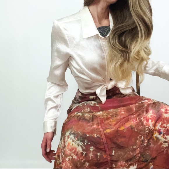 Vintage Hand-Dyed Silk SkirtSize S